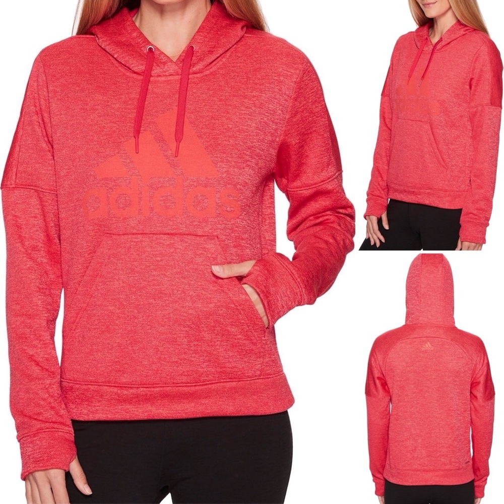 ADIDAS Hoodie Team Issue Fleece Climawarm Logo Kangaroo Pocket Pullover Drawcord